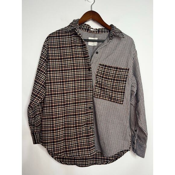 Abercrombie & Fitch Shirt Women Small Brown Flannel Oversized - Picture 1 of 6